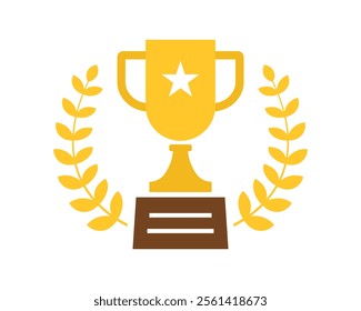 Vector Award With Laurel Wreath Icon Set. Trophy Icon Symbols. Medal Icon Symbols