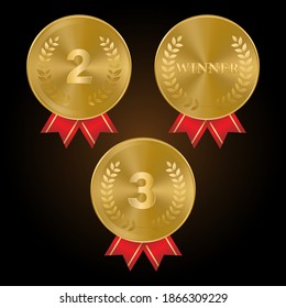 Vector award medals set. 1st, 2nd, 3rd 