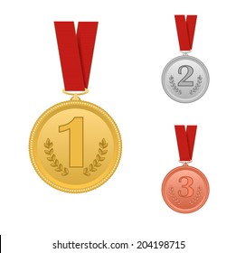 Vector Award Medals Set isolated on white