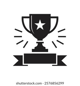 Vector Award Silhouette For Winner Icon. Trophy Silhouette Icon Symbol