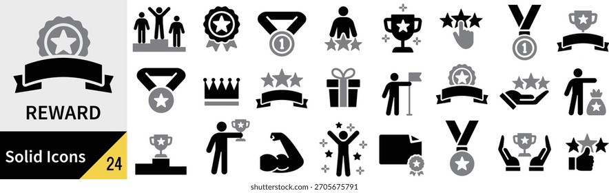 Vector award and trophy silhouette icon set