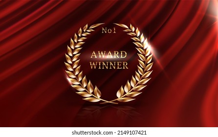 Vector award winner nomination ceremony on red luxury background.