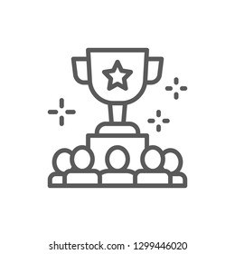 Vector awarding team for successful project line icon. Symbol and sign illustration design. Isolated on white background