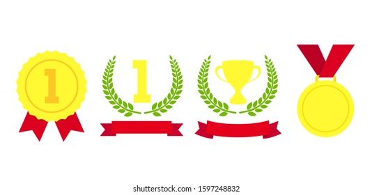 Vector awards collection icon set. Sport or business success award icon