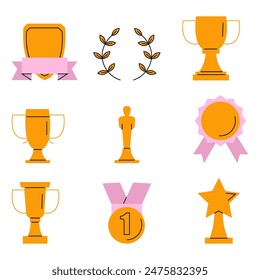 Vector awards icons isolated on white background.