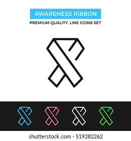 Vector awareness ribbon icon. Support, raise consciousness. Premium quality graphic design. Modern signs, outline symbols, simple thin line icons set for websites, web design, mobile app, infographics