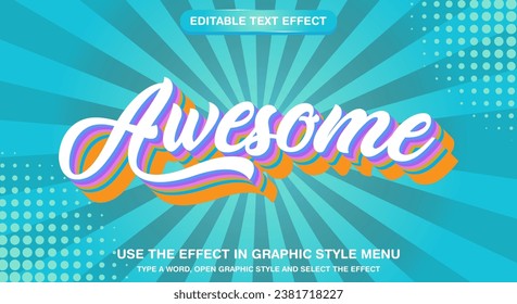 Vector awesome 3d editable text effect with cute background