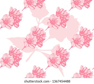 Vector Awesome jasmine flowers. Hand drawn ink illustration. Wallpaper or fabric design.