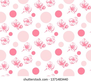 Vector Awesome jasmine flowers. Hand drawn ink illustration. Wallpaper or fabric design.