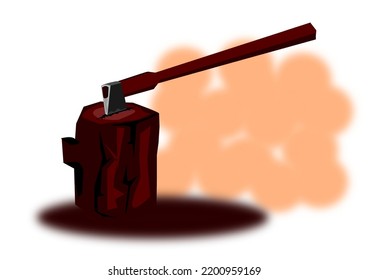 The vector ax is suitable for making pictures about making firewood, building a fire, building a wooden house.