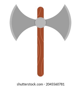 Vector axe icon. Fairy tale knight armor. Fairytale soldier sword. Cartoon medieval weapon illustration.
