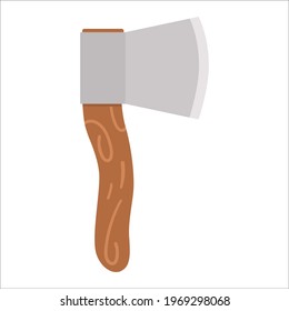 Vector axe icon isolated on white background. Camping or hiking equipment illustration for kids. Hack tool for forest or woods tourism or travelling.
