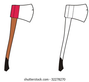 Vector axe illustration in color and black and white ideal for digital stamp, decal and more