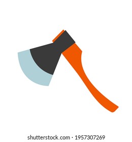 Vektorgrafik ax. Handgezeichnete Schlupfskizze mit orangefarbenem Griff. Vektorgrafik. Gartenwerkzeug.