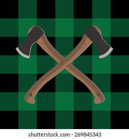 Vector axe lumberjack green cloth
