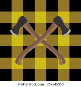 Vector axe lumberjack yellow cloth