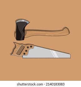 Vector of axe and saw flat design