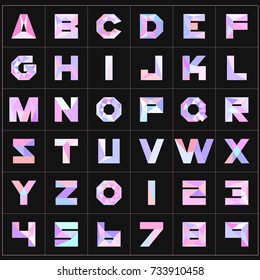 Vector A-Z Alphabet Diamond Pink Text 3D Isolated over Dark Gray Background