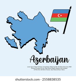 Vector Azerbaijan flag or map banner Azerbaijan flag with light blue background Vector illustration design Azerbaijan independence day banner design 