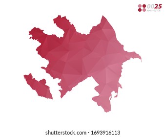 Vector of Azerbaijan map red polygon triangle mosaic with white background. style gradient.