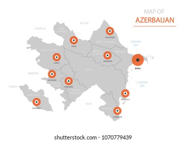 Vector Azerbaijan  map showing big cities. svg