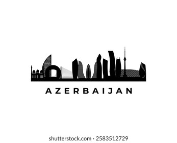 Vector Azerbaijan skyline. Travel Azerbaijan famous landmarks. Business and tourism concept for presentation, banner, web site.