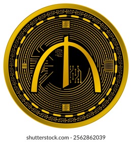 Vector of Azerbaijani manat Digital Currency in gold and black colors on a white background.