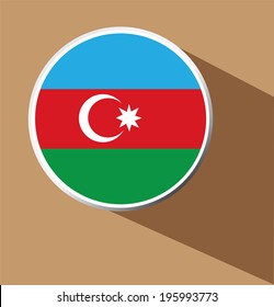 Vector -  Azerbijan Flag Button Icon with long shadow