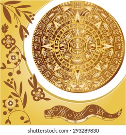 Vector of Aztec calendar ancient ornaments