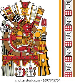 Vector of Aztec god. Ancient mesoamerican ornament 