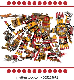 Vektor des Aztekeits-Gottes aus dem antiken mesoamerikanischen Manuskript - Codex Borgia