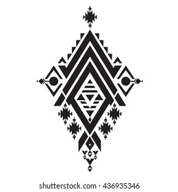 Vector Aztec mix geometric textile black and white color background