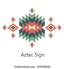 Vector aztec sign on white background. Isolated ornament object. 