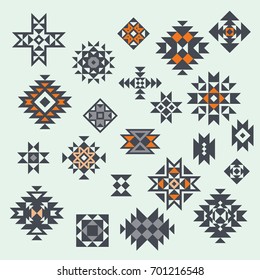 Vector Aztec Style Design Elements. Geometric Design. Can be used for textile, backgrounds, web, wrapping paper, package etc.