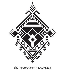 Vector Aztec style tribal element, black and white