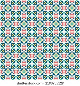 Vector Azulejo tile pattern, retro old tiles mosaic