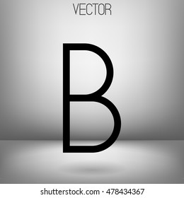 Vector B character. Uppercase. Black minimalistic letter. 