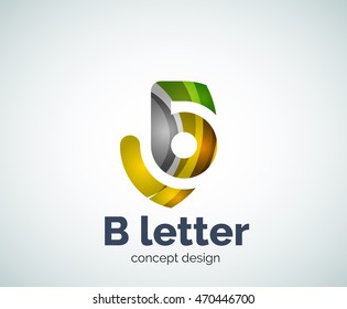 Vector B letter concept logo template, abstract business icon