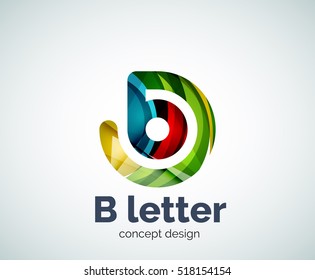 Plantilla de logotipo de concepto de letra del vector B, icono comercial abstracto