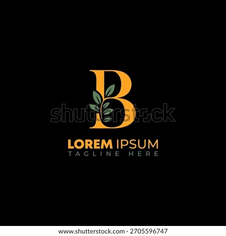 vector b letter logo with leaves 