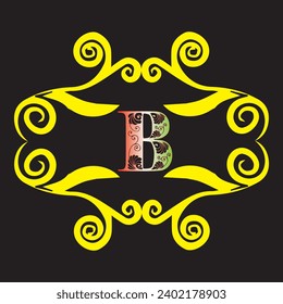 Vektorgrafik-Logo b Buchstabenlogo mit Mandala 