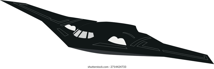 Vector de un B-2 Spirit Stealth Bomber Aircraft, blanco y negro, aislado