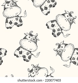 vector babies hand drawn  illustration with cows