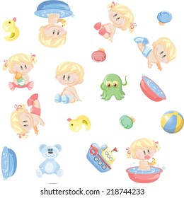 Vector babies pattern seamless