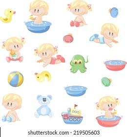 Vector babies pattern seamless