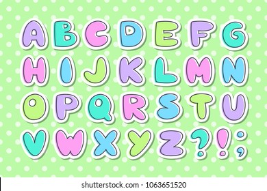 vector baby alphabet, set of cute letters, hand drawn font