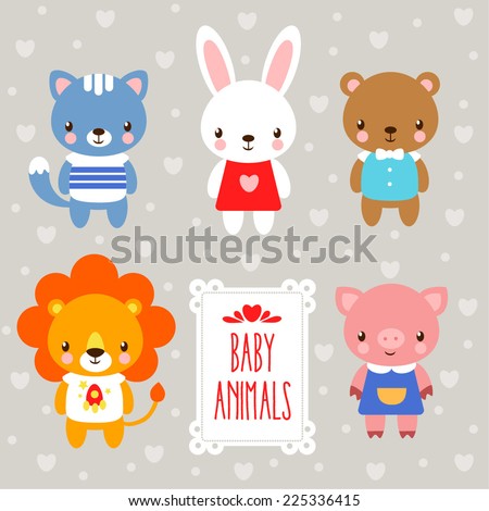 Vector Baby Animals Stock Vector (Royalty Free) 225336415 - Shutterstock
