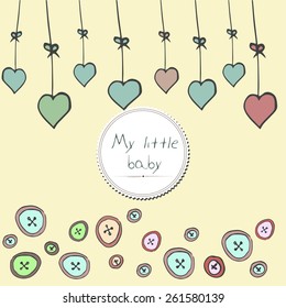 Vector Baby Background In Doodle Style. baby arrival card shower invitation 