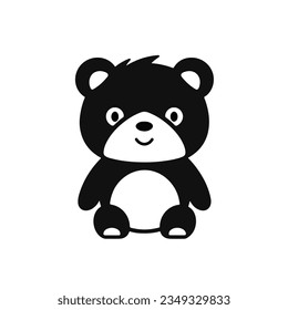 Vector Baby Bear Plush Toy, Seated Brown Toddler Soft Plushies icon. Vector Toy Bear Sitting on Floor Side Front View icon.