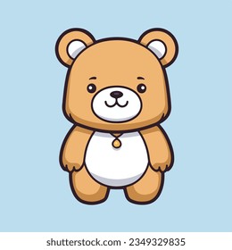 Vector Baby Bear Plush Toy, Seated Brown Toddler Soft Plushies icon. Vector Toy Bear Sitting on Floor Side Front View icon.